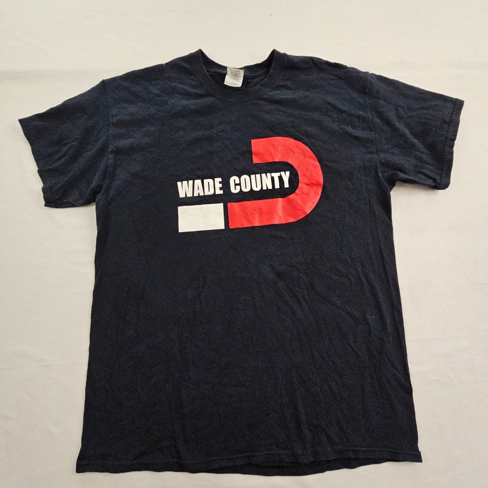 Wade County Miami Basketball Black Short‎ Sleeve Cotton T-Shirt Men's L
